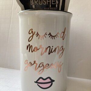 “Good Morning Gorgeous” White/Gold Ceramic Holder